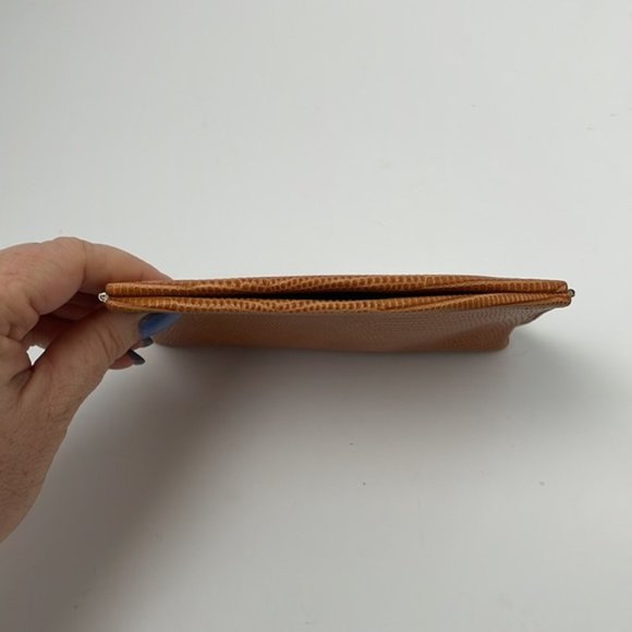 POUCH Wallet Card Holder Make Bag Vegan Tan Leather - Picture 6 of 6